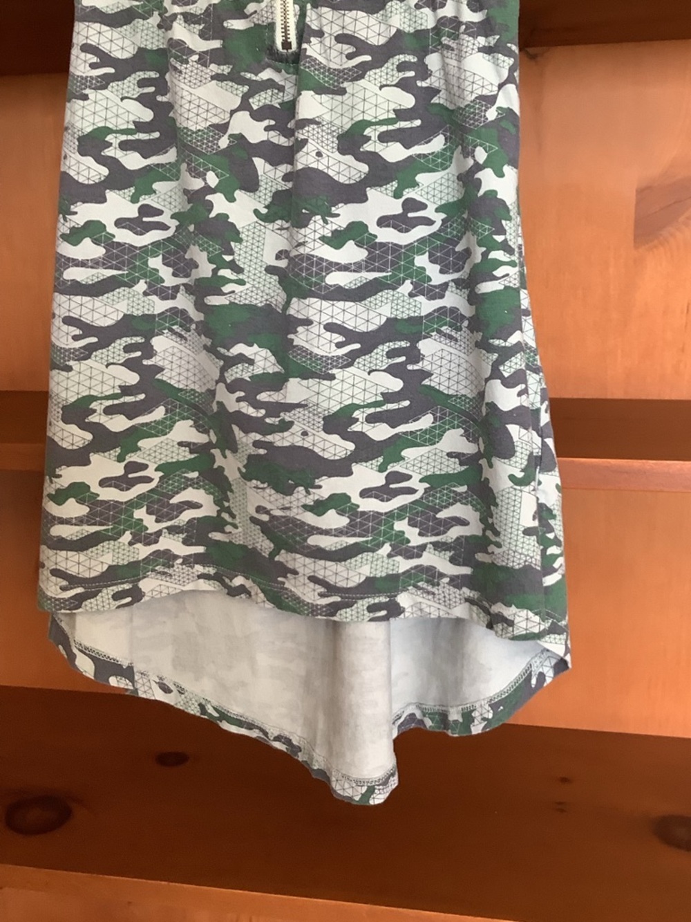 Purple Heart Y2K Green Camo Babydoll Top Zip Front Detail Size XXS 100% Cotton - Picture 3 of 11